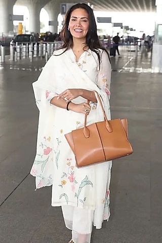 Porcelain White Embroidered Kurta Set by Vaayu