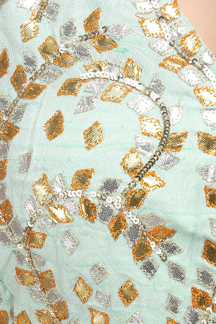 Ice blue embroidered jumpsuit available only at Pernia's Pop Up Shop.