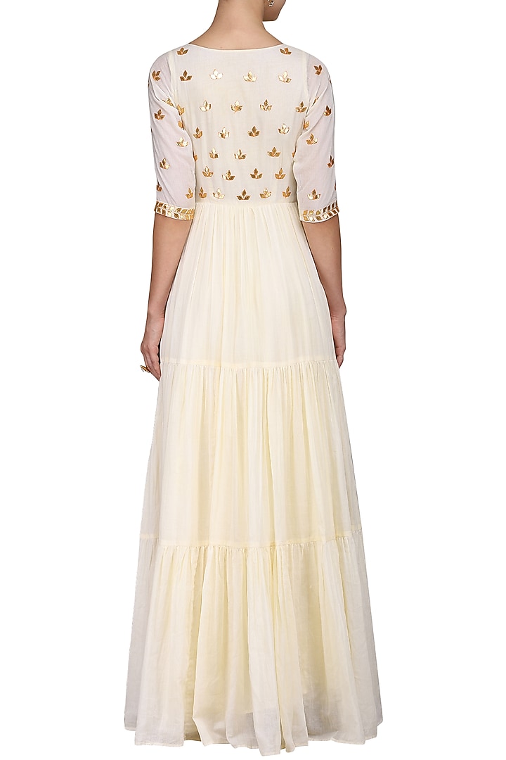 Off white embroidered anarkali available only at Pernia's Pop Up Shop.