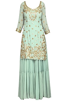 Ice blue gota embroidered sharara set available only at Pernia's Pop Up ...