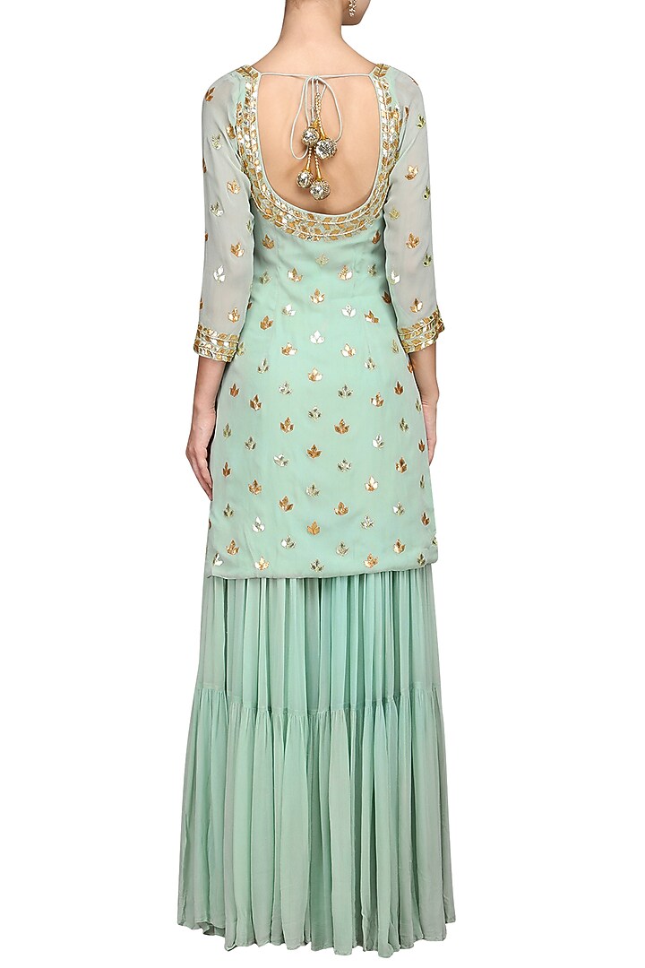 Ice blue gota embroidered sharara set available only at Pernia's Pop Up Shop.