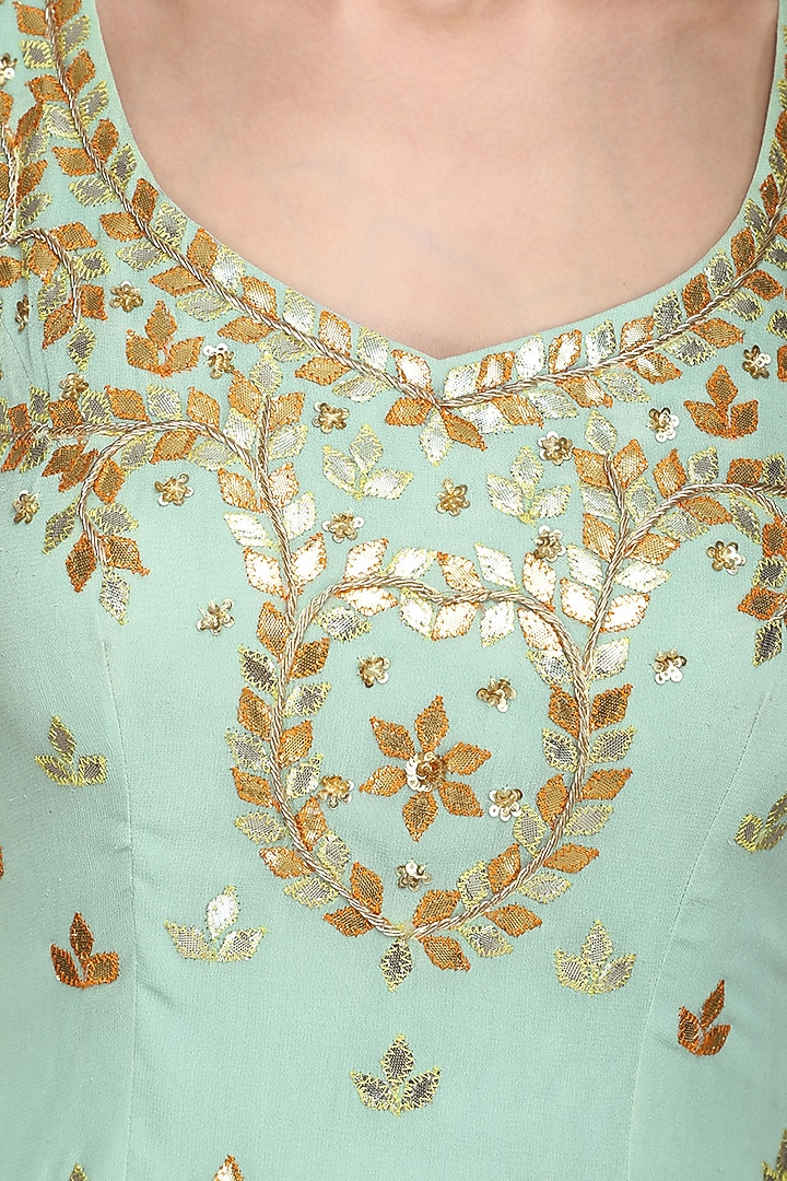 Ice blue gota embroidered sharara set available only at Pernia's Pop Up Shop.