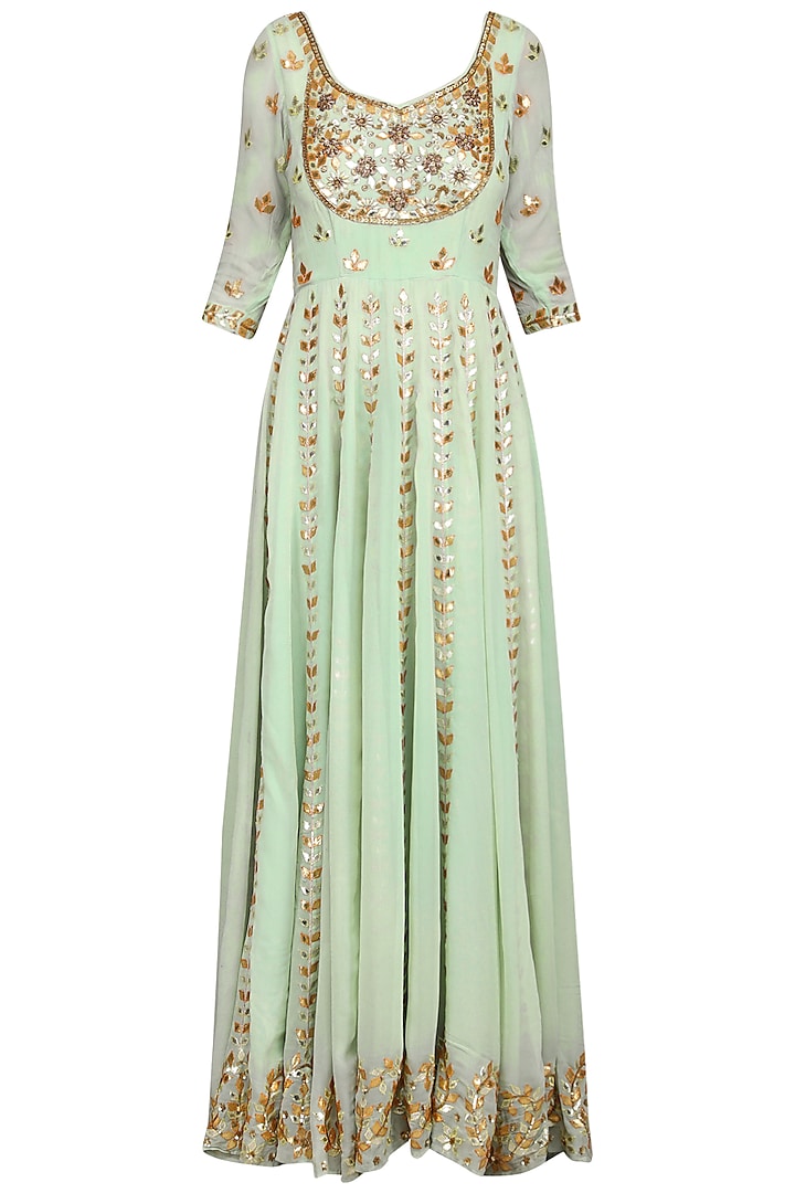 Ice blue embroidered anarkali available only at Pernia's Pop Up Shop. 2023