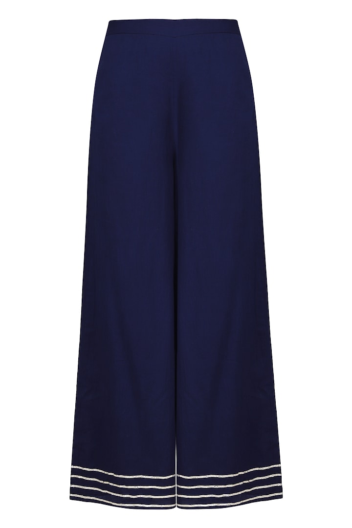 Blue embroidered anarkali with palazzo pants available only at Pernia's Pop Up Shop.