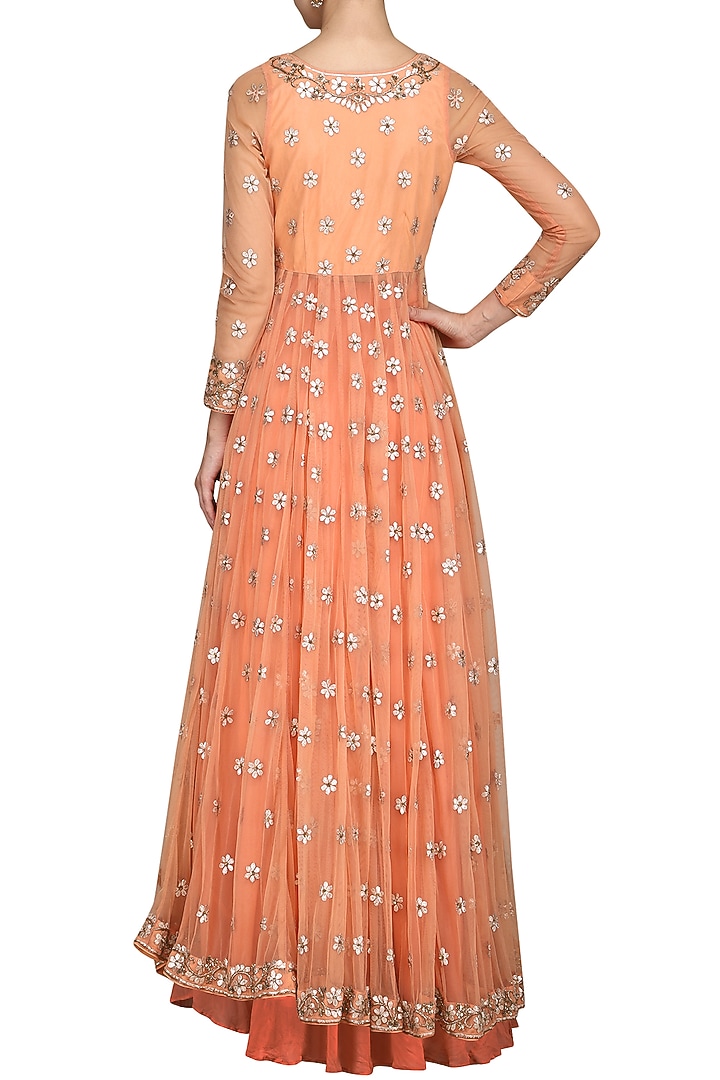 Coral dabka embroidered jacket with lehenga skirt available only at Pernia's Pop Up Shop.