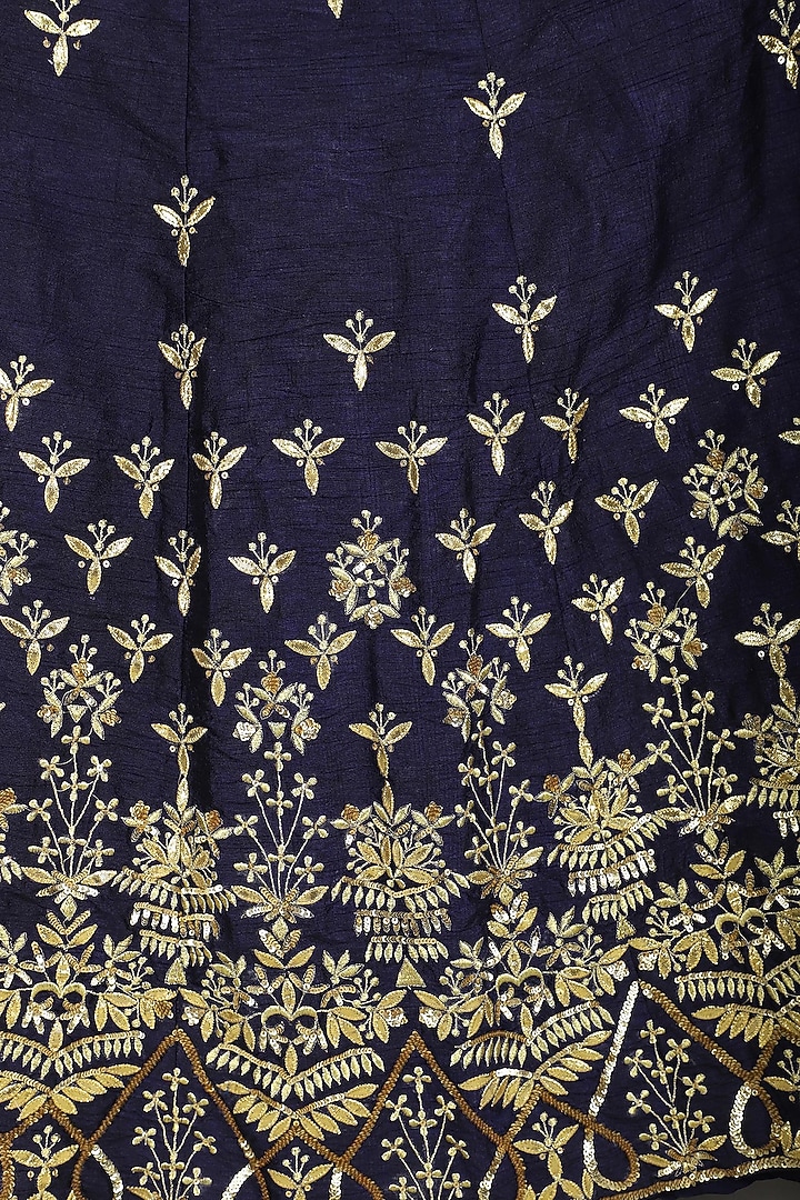 Dark blue embellished lehenga set available only at Pernia's Pop Up Shop.