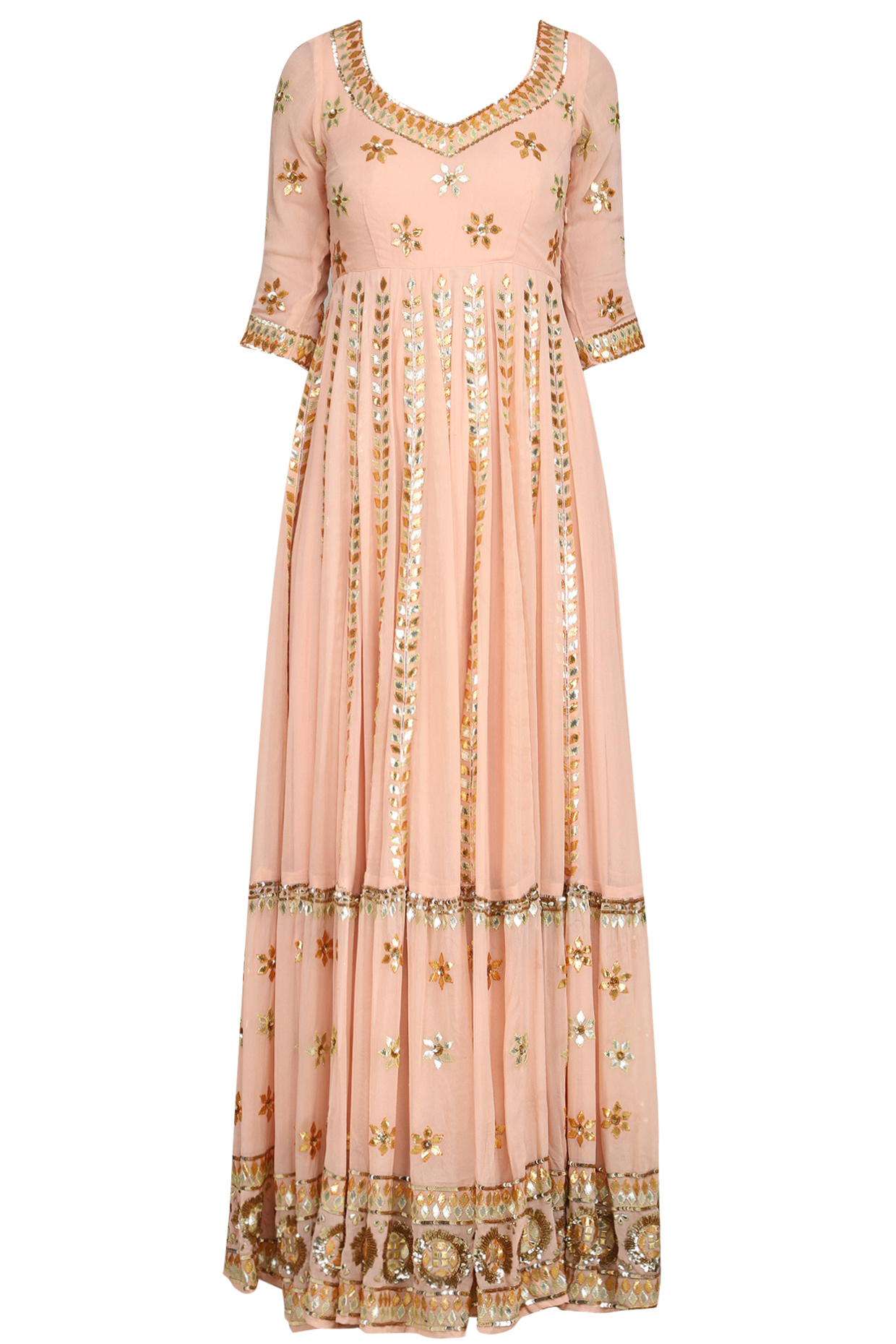 baby pink anarkali dress