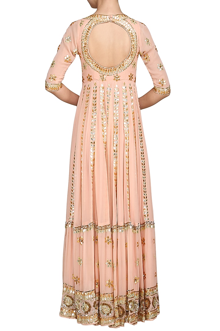 Baby pink embroidered anarkali gown available only at Pernia's Pop Up Shop.