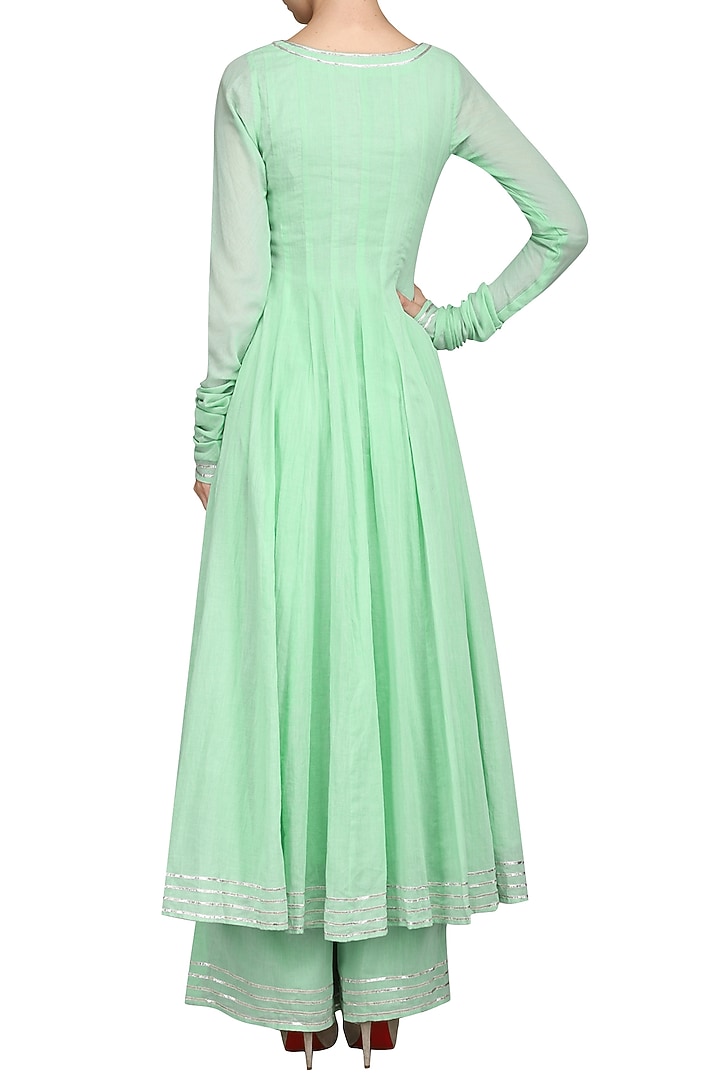 Mint green gota embroidered anarkali set available only at Pernia's Pop Up Shop.