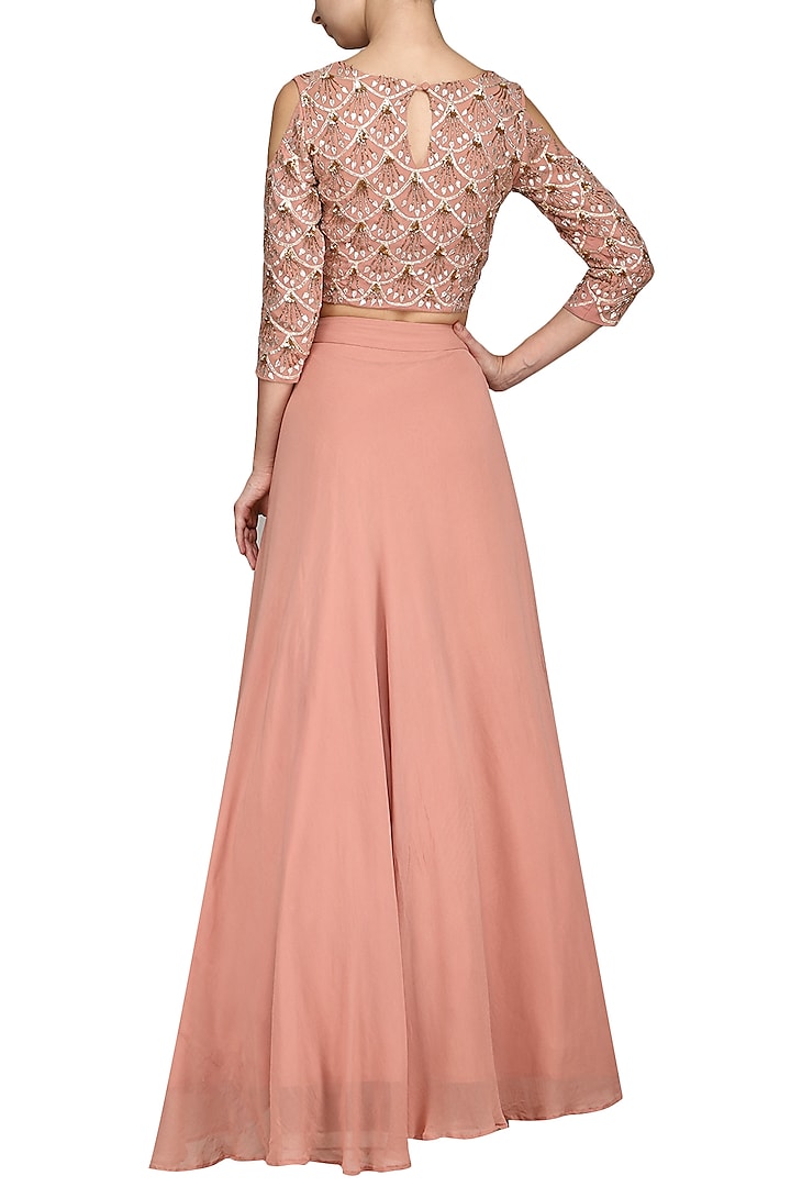 Old rose cold shoulder blouse with skirt available only at Pernia's Pop Up Shop.