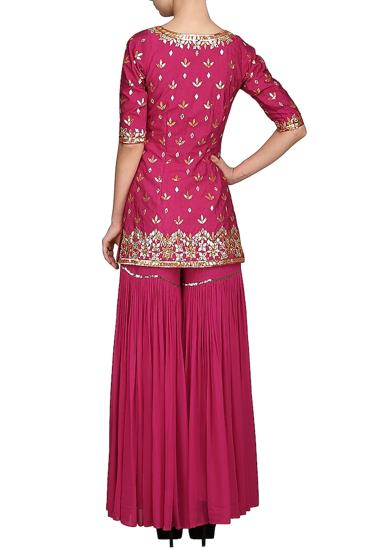 Pink embroidered sharara set available only at Pernia's Pop Up Shop.