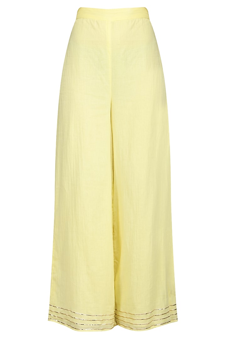 Light yellow gota embroidered anarkali set available only at Pernia's Pop Up Shop.