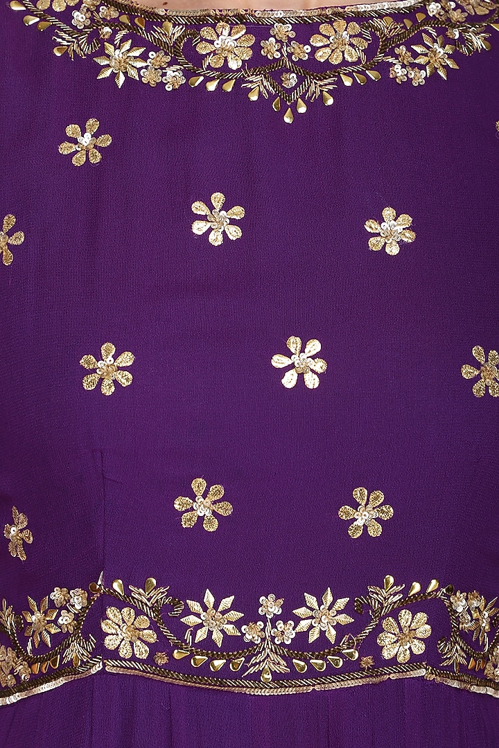 Purple embroidered anarkali gown available only at Pernia's Pop Up Shop.
