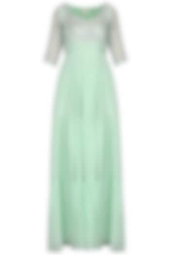 Mint green embroidered anarkali gown available only at Pernia's Pop Up Shop.