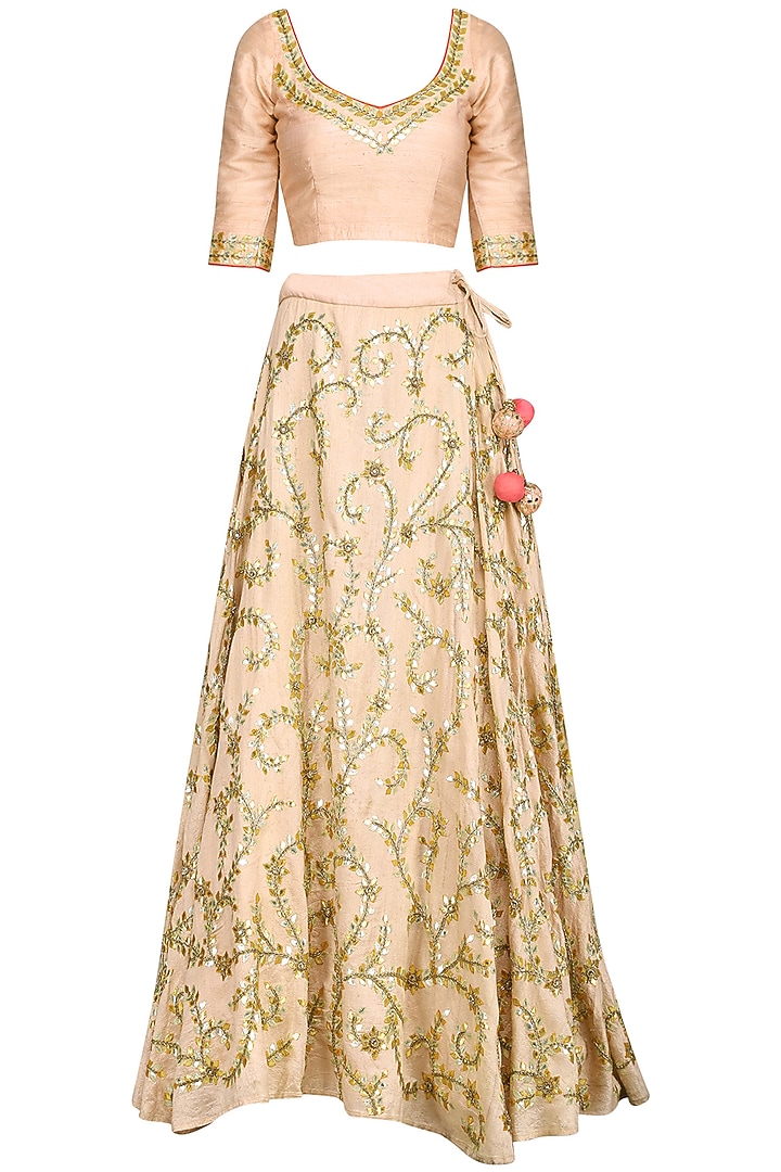 Blush pink gota embroidered lehenga set available only at Pernia's Pop Up Shop.
