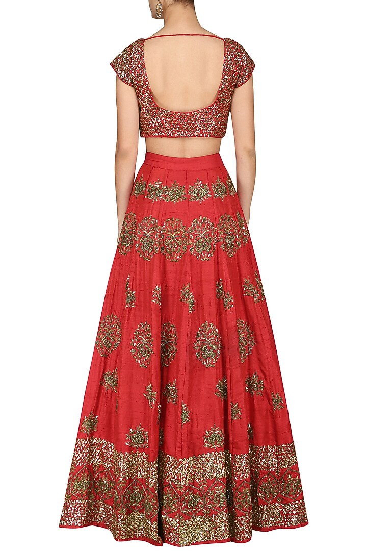 Kaushiki Red Embroidered Lehenga Set