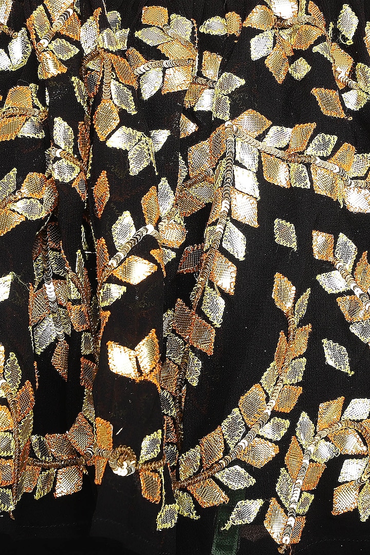 Black embroidered off shoulder blouse with palazzo pants available only at Pernia's Pop Up Shop.