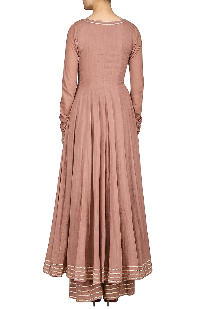 Champagne gold embroidered anarakali set available only at Pernia's Pop Up Shop.