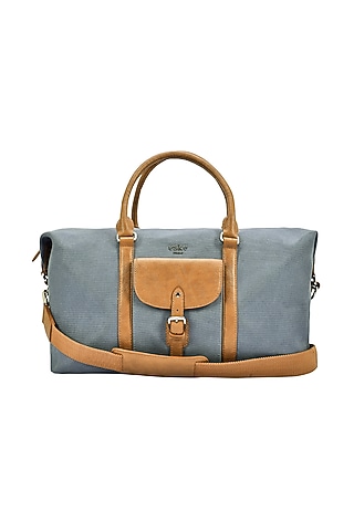 Blue Leather Duffle Bag by ESKE