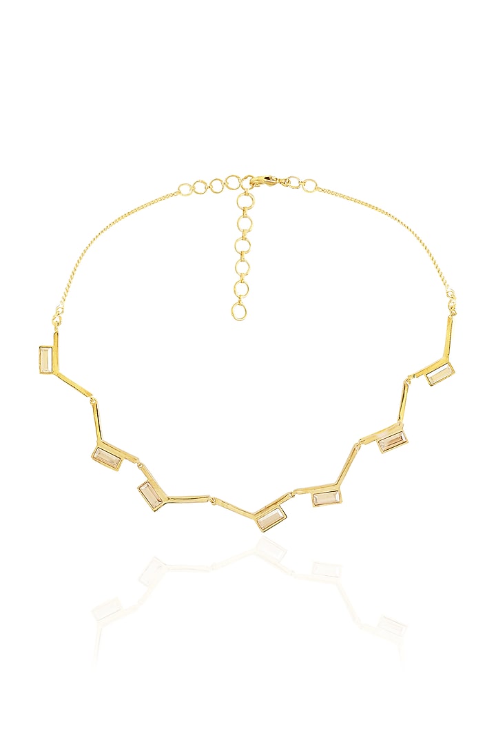 White Rhodium Finish Gold Swarovski Crystal Choker Necklace by ESME at Pernia's Pop Up Shop