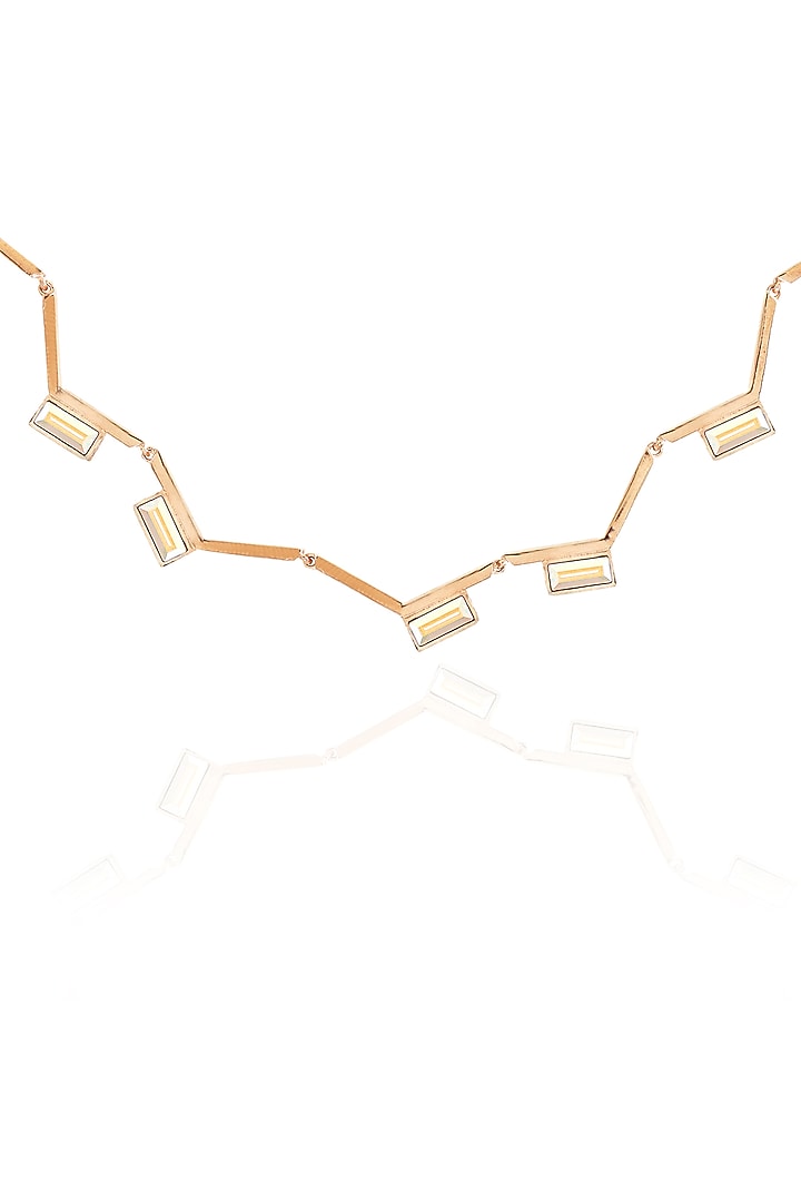 White Rhodium Finish Gold Swarovski Crystal Choker Necklace by ESME at Pernia's Pop Up Shop