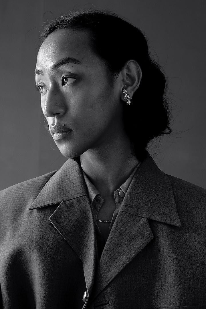 Black Rhodium Finish Swarovski Crystal Dangler Earrings by ESME at Pernia's Pop Up Shop