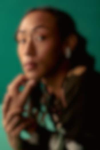 White Rhodium Finish Swarovski Dangler Earrings by ESME at Pernia's Pop Up Shop