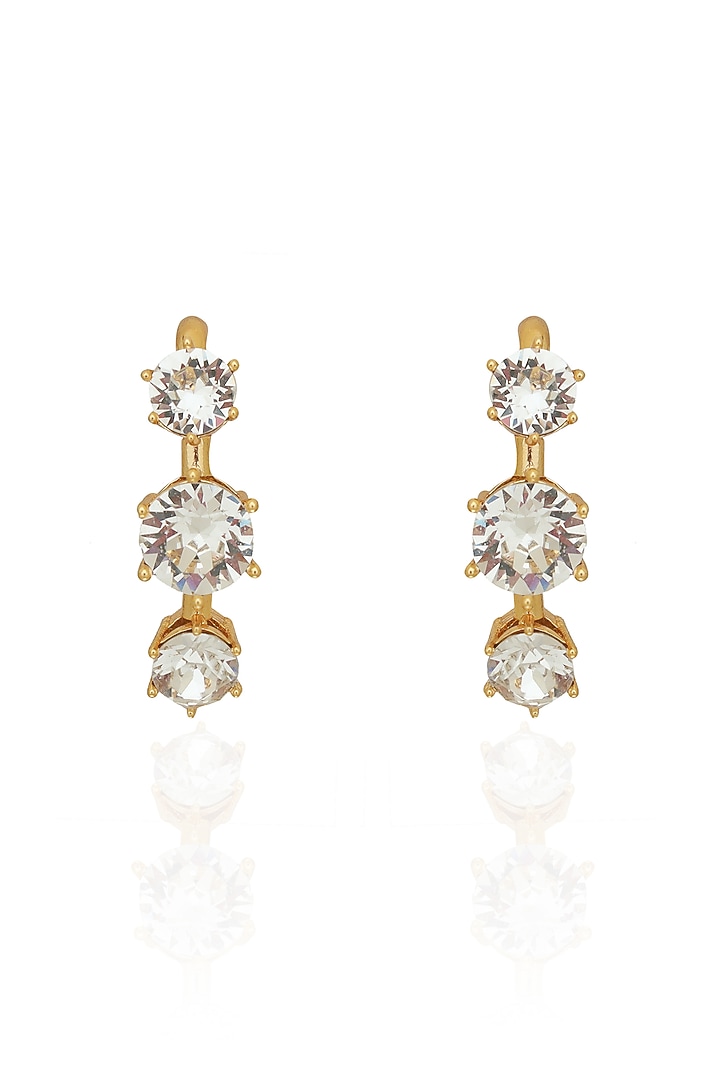 White Rhodium Finish Swarovski Dangler Earrings by ESME at Pernia's Pop Up Shop