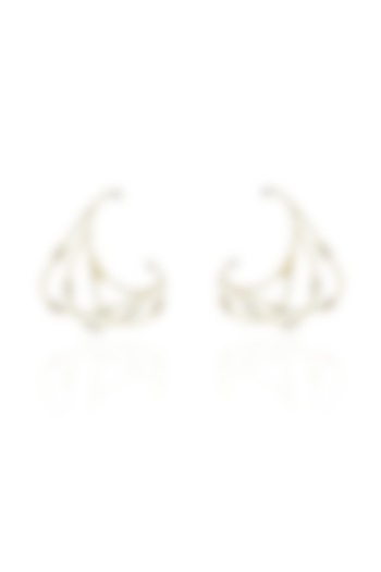 White Rhodium Finish Gold Swarovski Earcuffs (Set Of 2) by ESME at Pernia's Pop Up Shop