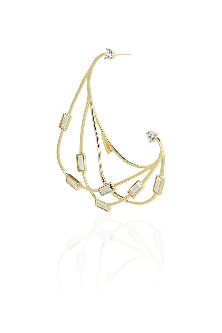 White Rhodium Finish Gold Swarovski Earcuffs (Set Of 2) by ESME at Pernia's Pop Up Shop
