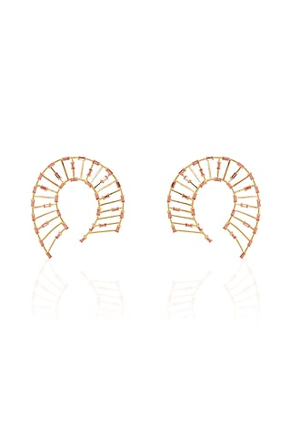 White Rhodium Finish Pink Swarovski Crystal Stud Earrings by ESME