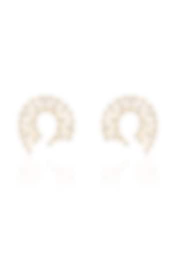 White Rhodium Finish Blue Swarovski Crystal Stud Earrings by ESME at Pernia's Pop Up Shop