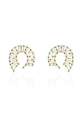 White Rhodium Finish Blue Swarovski Crystal Stud Earrings by ESME