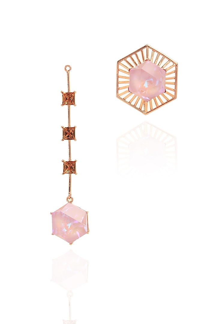 White Rhodium Finish Lavender Swarovski Crystal Dangler Earrings by ESME at Pernia's Pop Up Shop