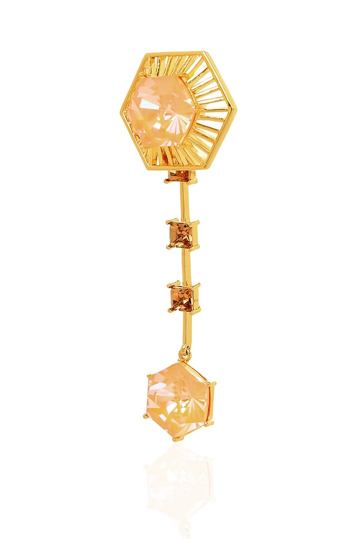 White Rhodium Finish Yellow Swarovski Crystal Dangler Earrings by ESME at Pernia's Pop Up Shop