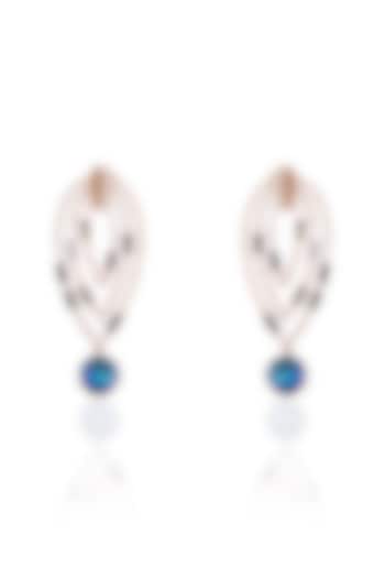 White Rhodium Finish Brown Swarovski Crystal Dangler Earrings by ESME at Pernia's Pop Up Shop