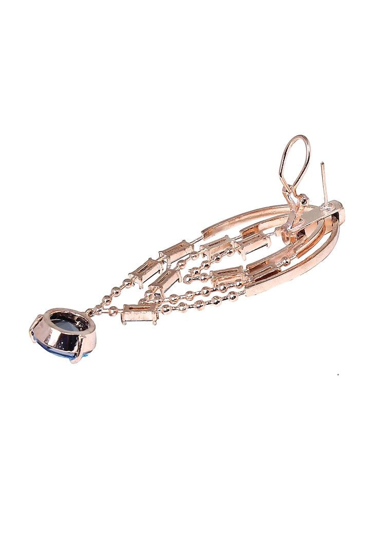 White Rhodium Finish Brown Swarovski Crystal Dangler Earrings by ESME at Pernia's Pop Up Shop