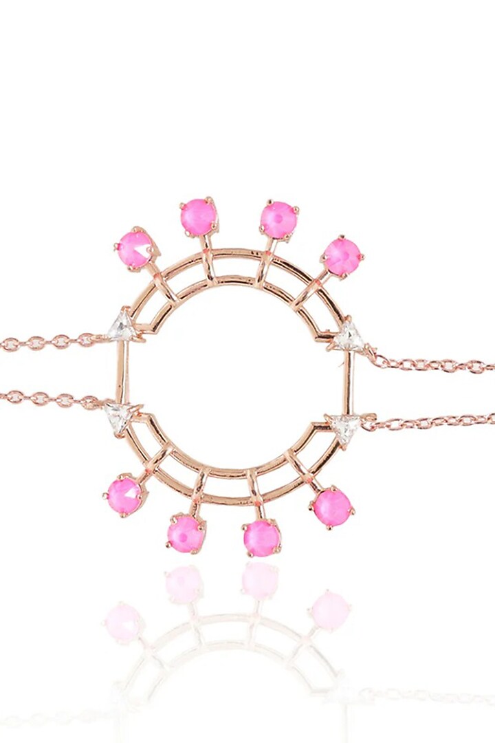 White Rhodium Finish Pink Swarovski Tennis Bracelet by ESME at Pernia's Pop Up Shop