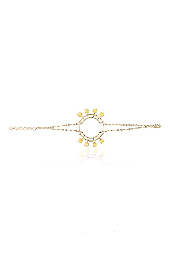 White Rhodium Finish Yellow Swarovski Tennis Bracelet by ESME at Pernia's Pop Up Shop