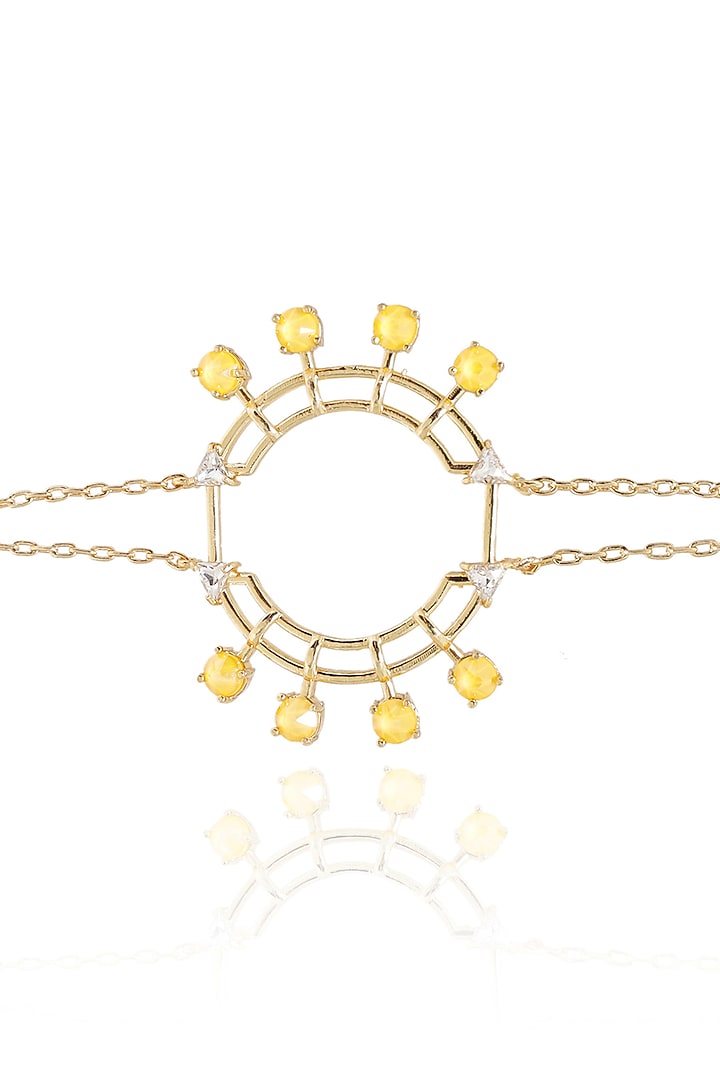 White Rhodium Finish Yellow Swarovski Tennis Bracelet by ESME at Pernia's Pop Up Shop