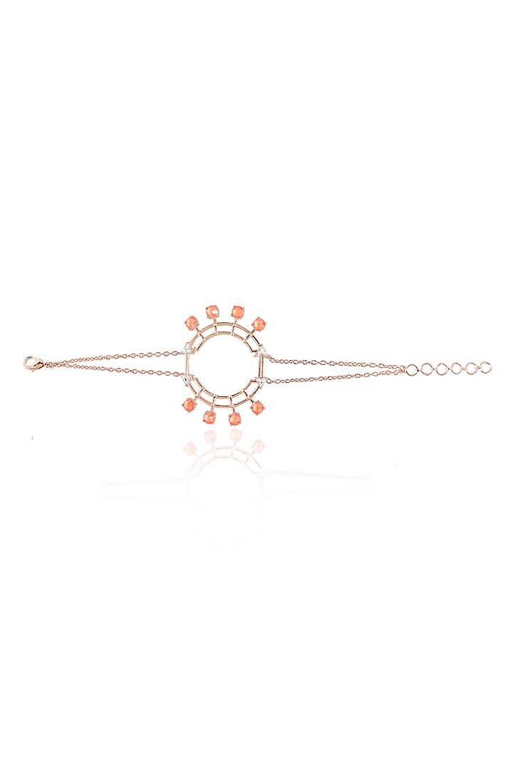White Rhodium Finish Orange Swarovski Tennis Bracelet by ESME at Pernia's Pop Up Shop