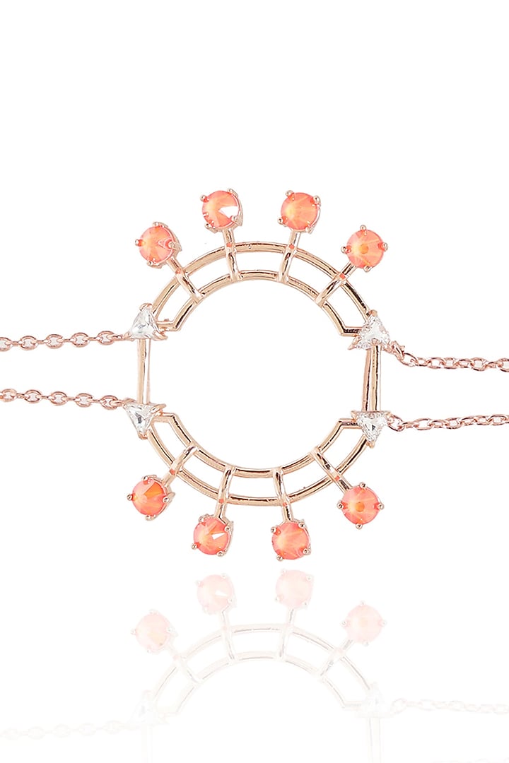 White Rhodium Finish Orange Swarovski Tennis Bracelet by ESME at Pernia's Pop Up Shop
