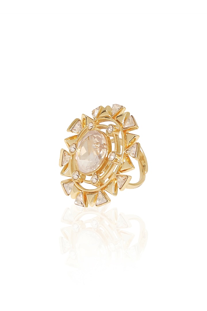 White Rhodium Finish Gold Swarovski Ring by ESME at Pernia's Pop Up Shop