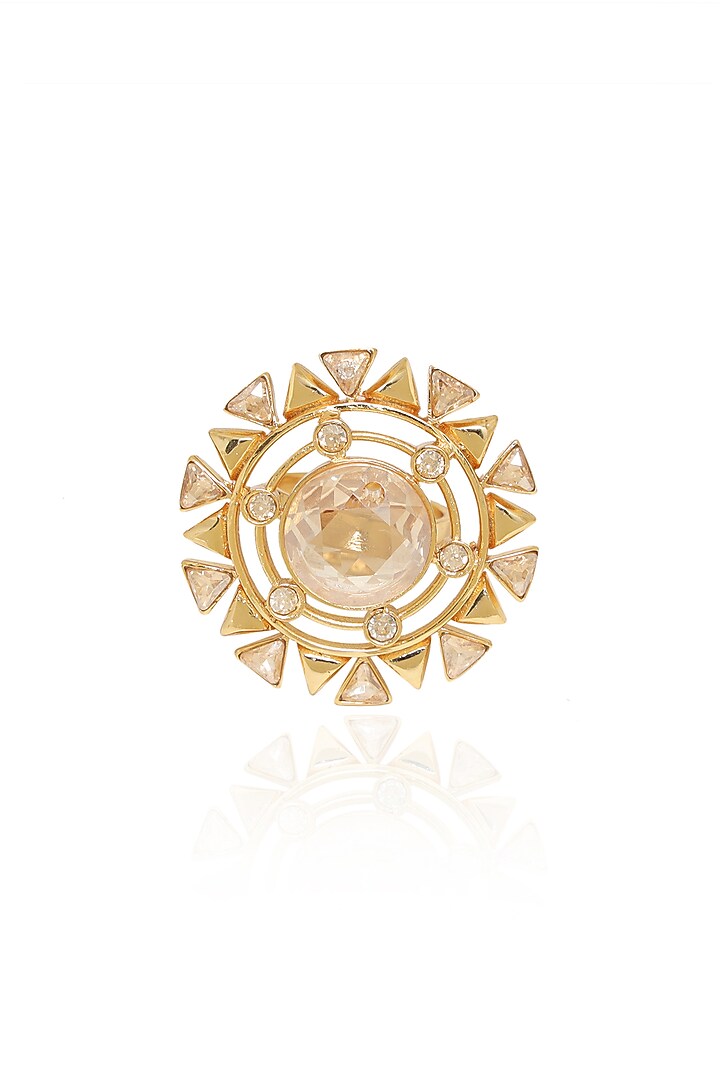 White Rhodium Finish Gold Swarovski Ring by ESME at Pernia's Pop Up Shop