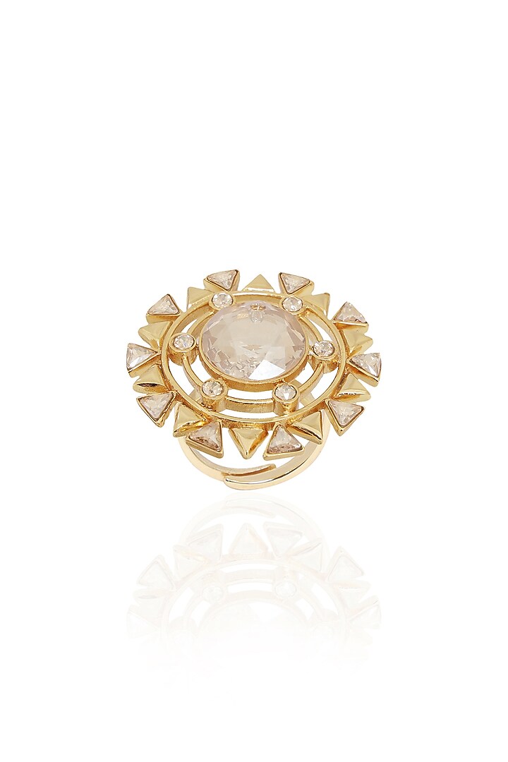 White Rhodium Finish Gold Swarovski Ring by ESME at Pernia's Pop Up Shop