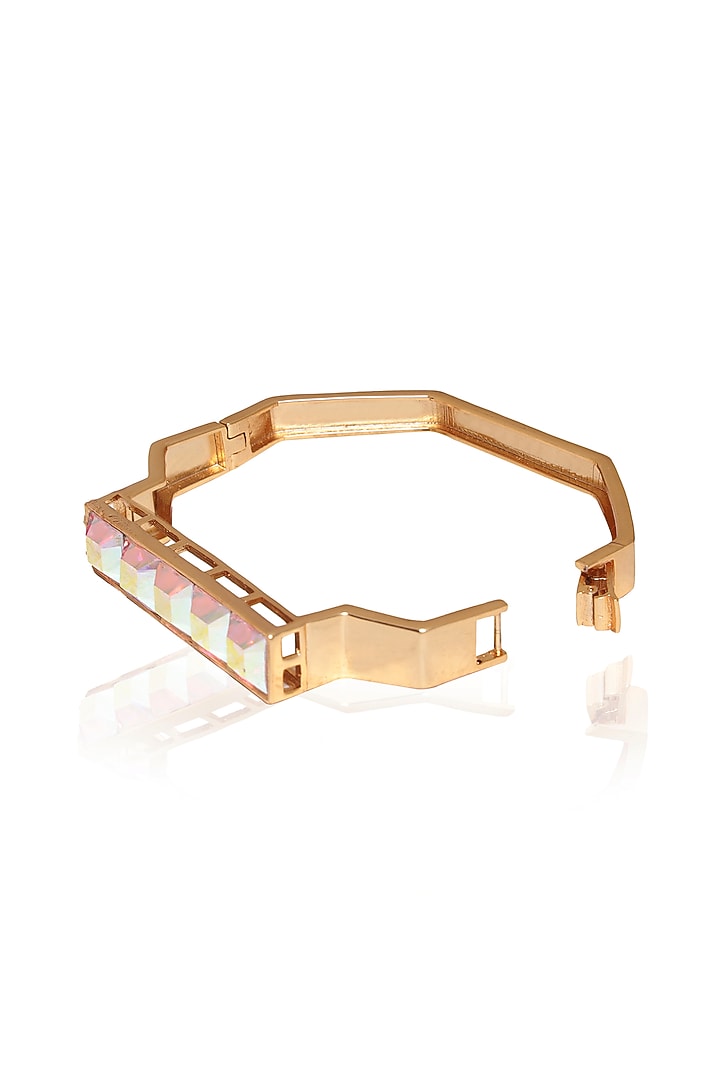 White Rhodium Finish Gold Swarovski Crystal Statement Bracelet by ESME at Pernia's Pop Up Shop