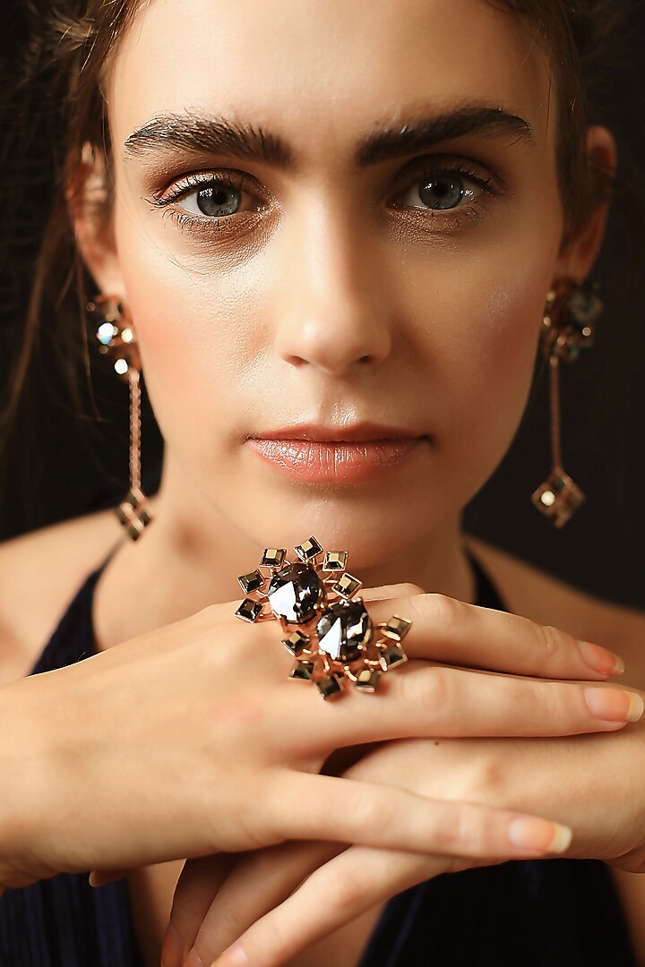 White Rhodium Finish Swarovski Crystal Ring by ESME at Pernia's Pop Up Shop