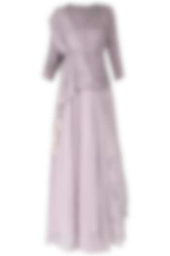 Light Lavender Embroidered Skirt Set by Ek Soot