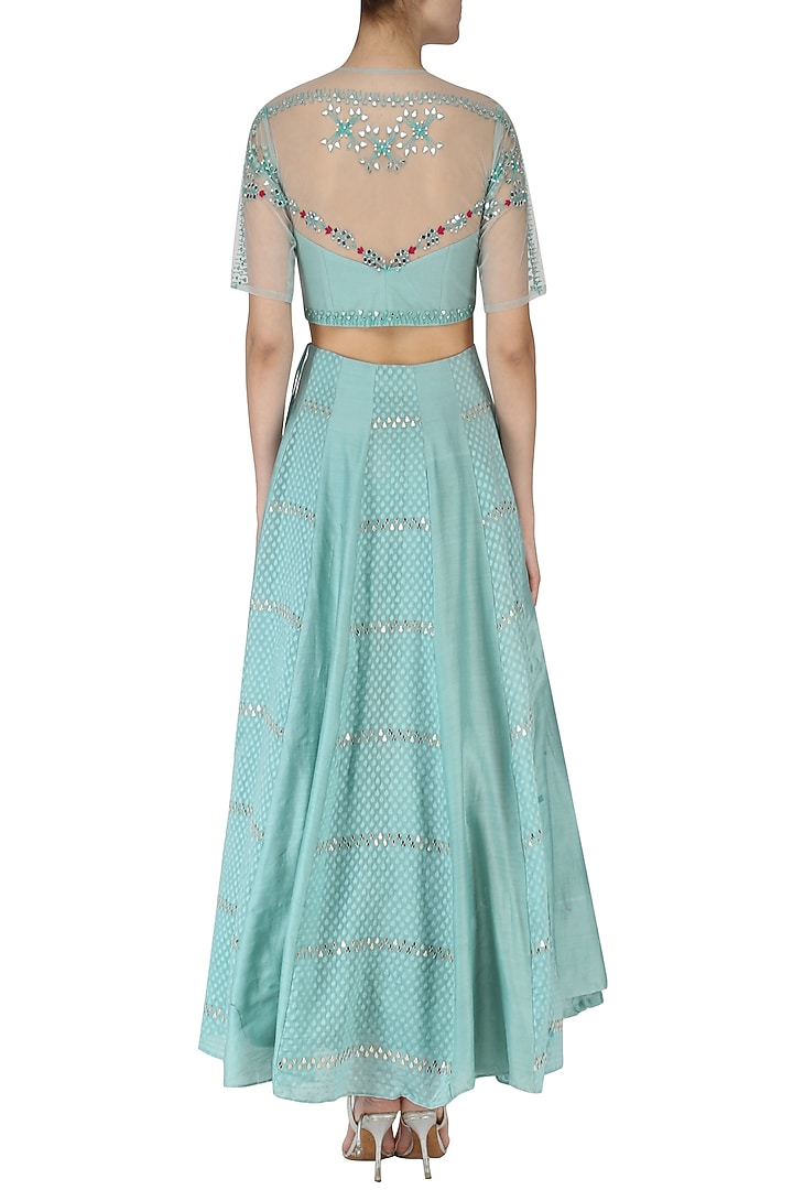 Duck egg blue embroidered anarkali available only at Pernia's Pop Up Shop.