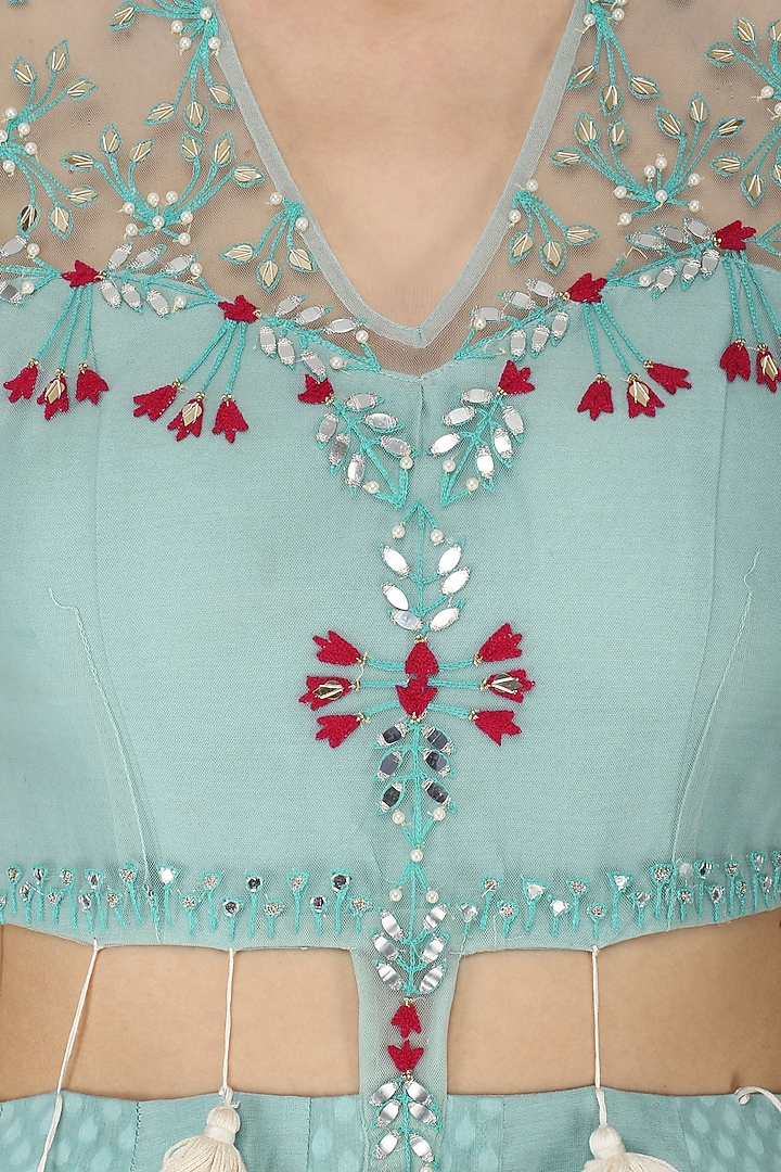 Duck egg blue embroidered anarkali available only at Pernia's Pop Up Shop.
